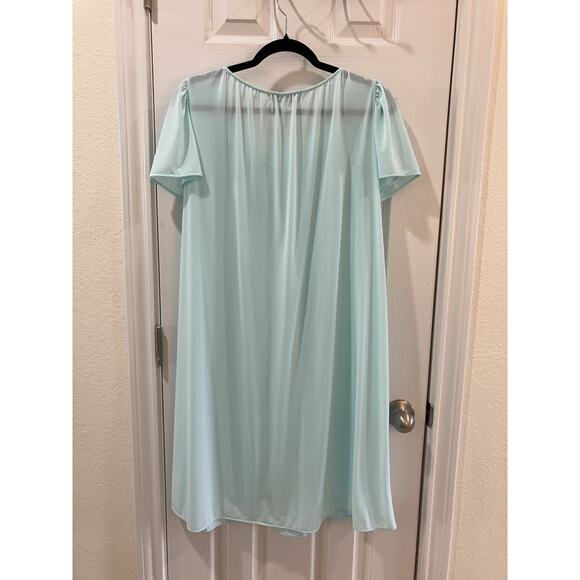 Miss Elaine Womens Nightgown Blue Embroidered Floral Short Sleeve Sz XL - Picture 5 of 7